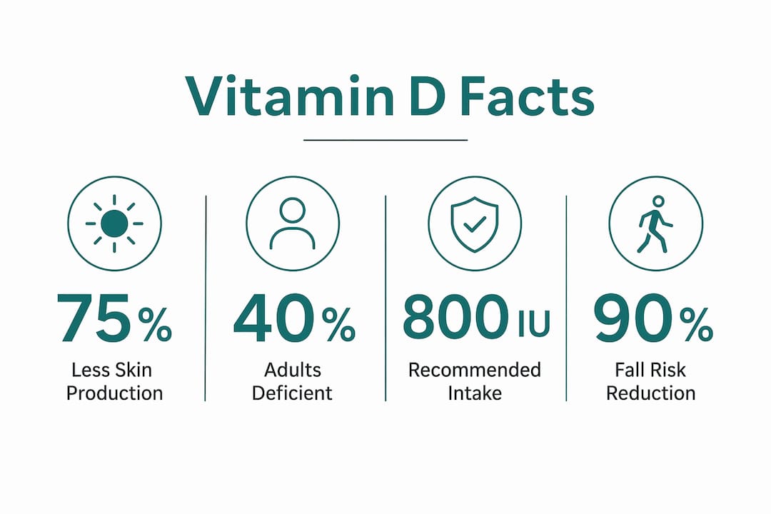 Infographic showing vitamin D deficiency statistics and benefits