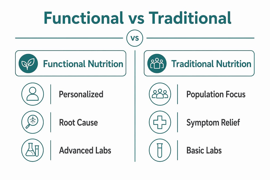 Infographic comparing functional and traditional nutrition