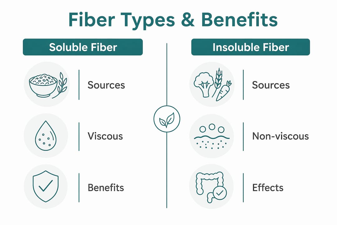 Infographic comparing soluble and insoluble fiber types