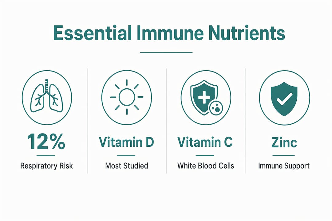 Infographic highlighting essential immune nutrients and benefits
