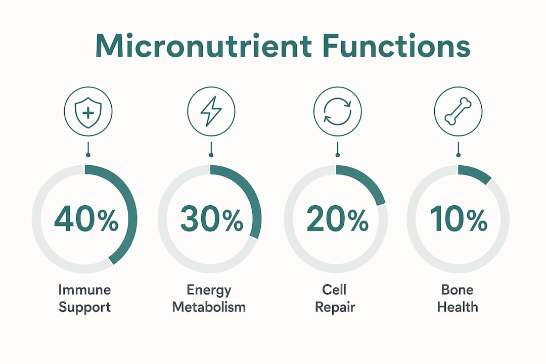 Infographic showing key micronutrient functions and proportions