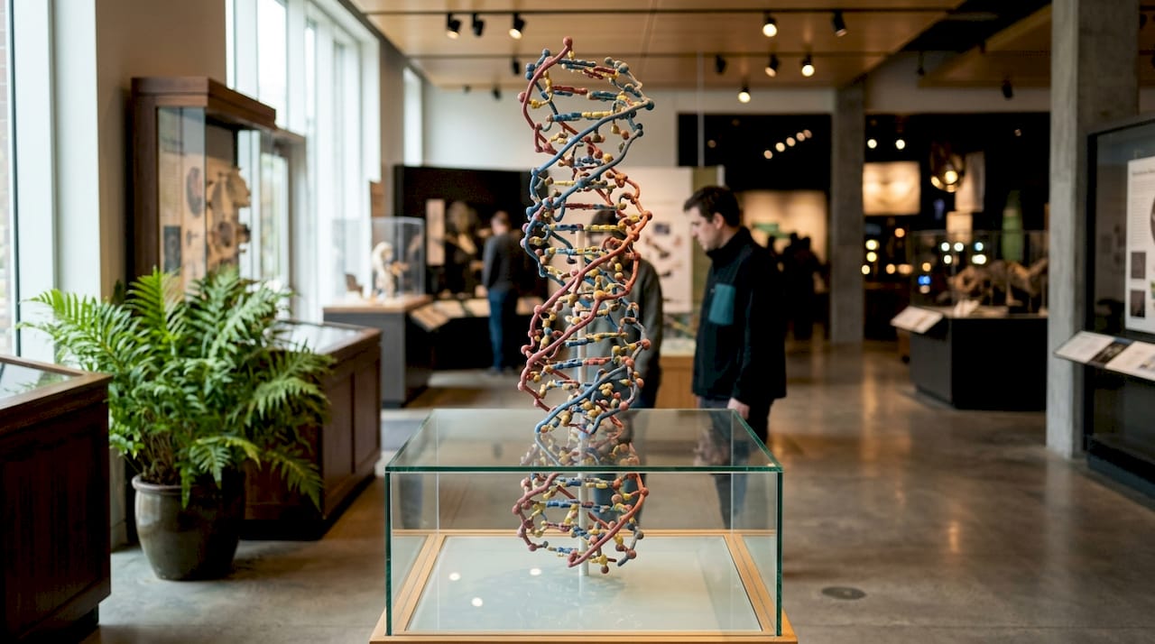 Close-up of collagen triple helix molecular model