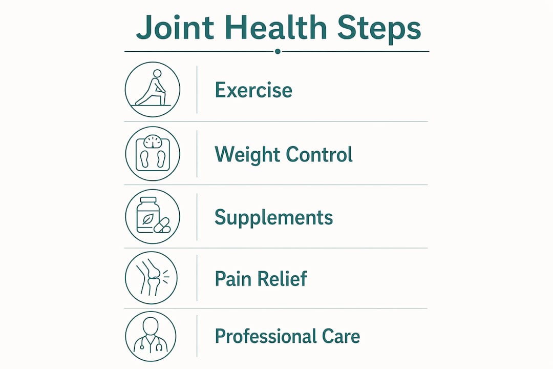Infographic with key joint health steps