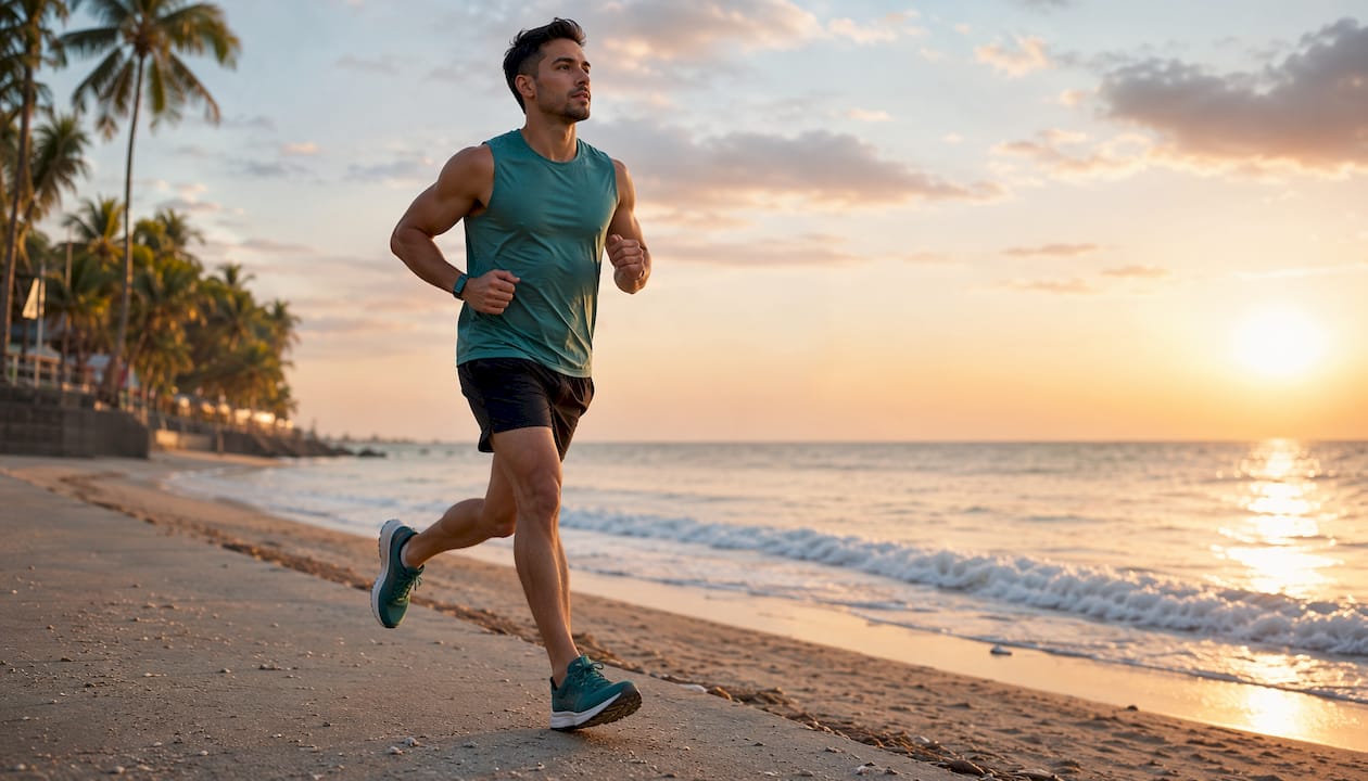 Man jogging outdoors for metabolic health