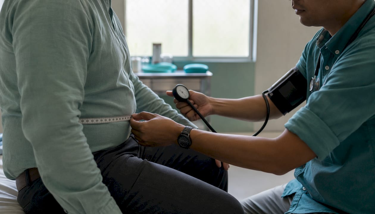 Clinician measuring patient's metabolic markers