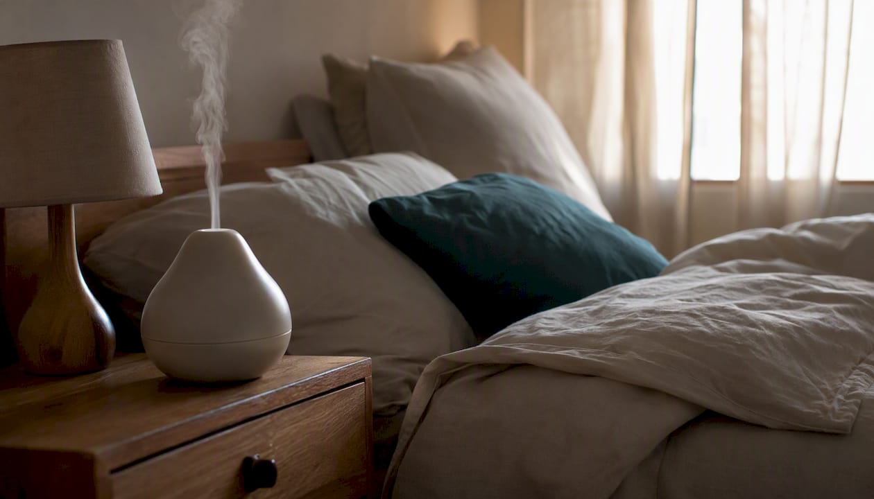 Calm bedroom setting promoting healthy sleep
