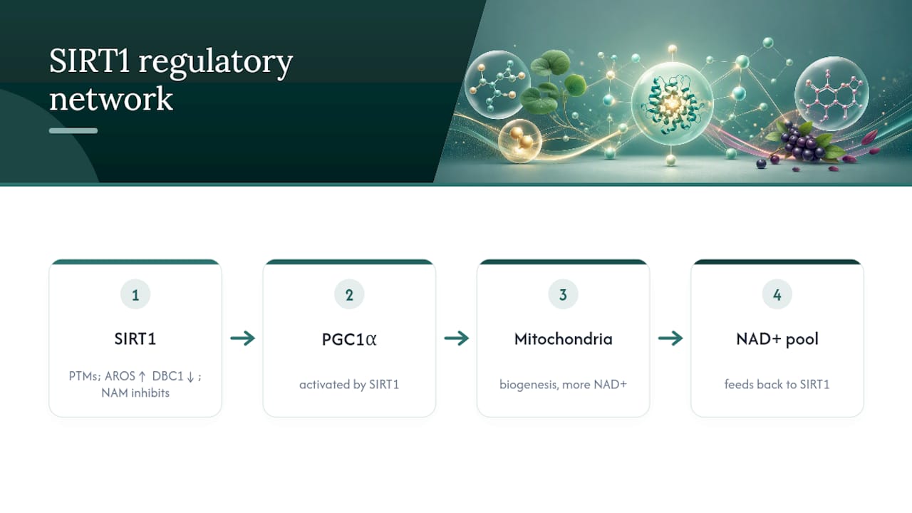 SIRT1 feedback and regulatory controls