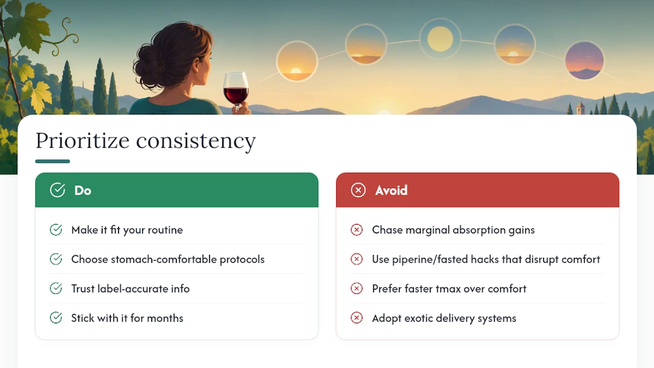 Why consistency beats bioavailability chasing — overview diagram