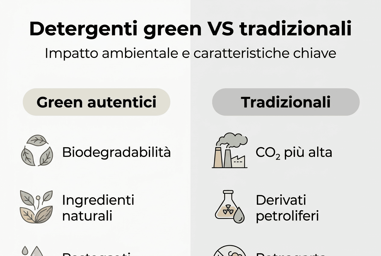 Confronto tra detergenti ecologici e quelli tradizionali: scopri vantaggi e differenze in un'infografica