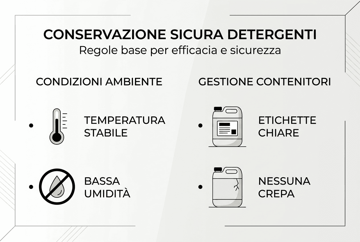 Infografica: come conservare correttamente i detersivi in casa