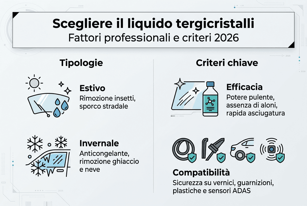 Infografica: come scegliere il liquido tergicristalli giusto