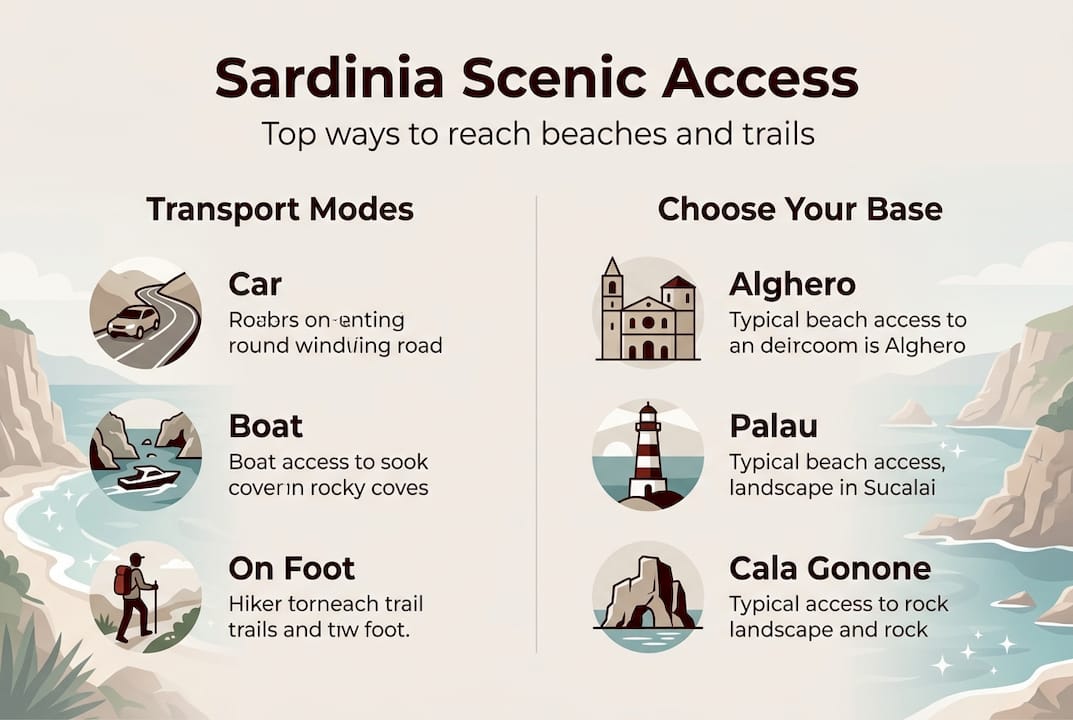 Infographic on Sardinia scenic access and top transport