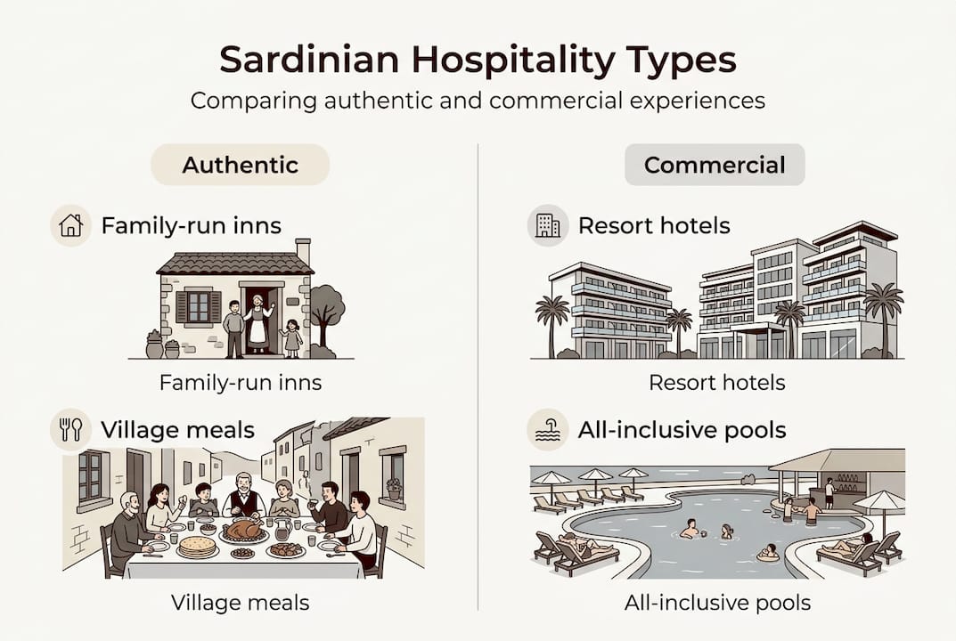 Infographic authentic versus commercial hospitality Sardinia