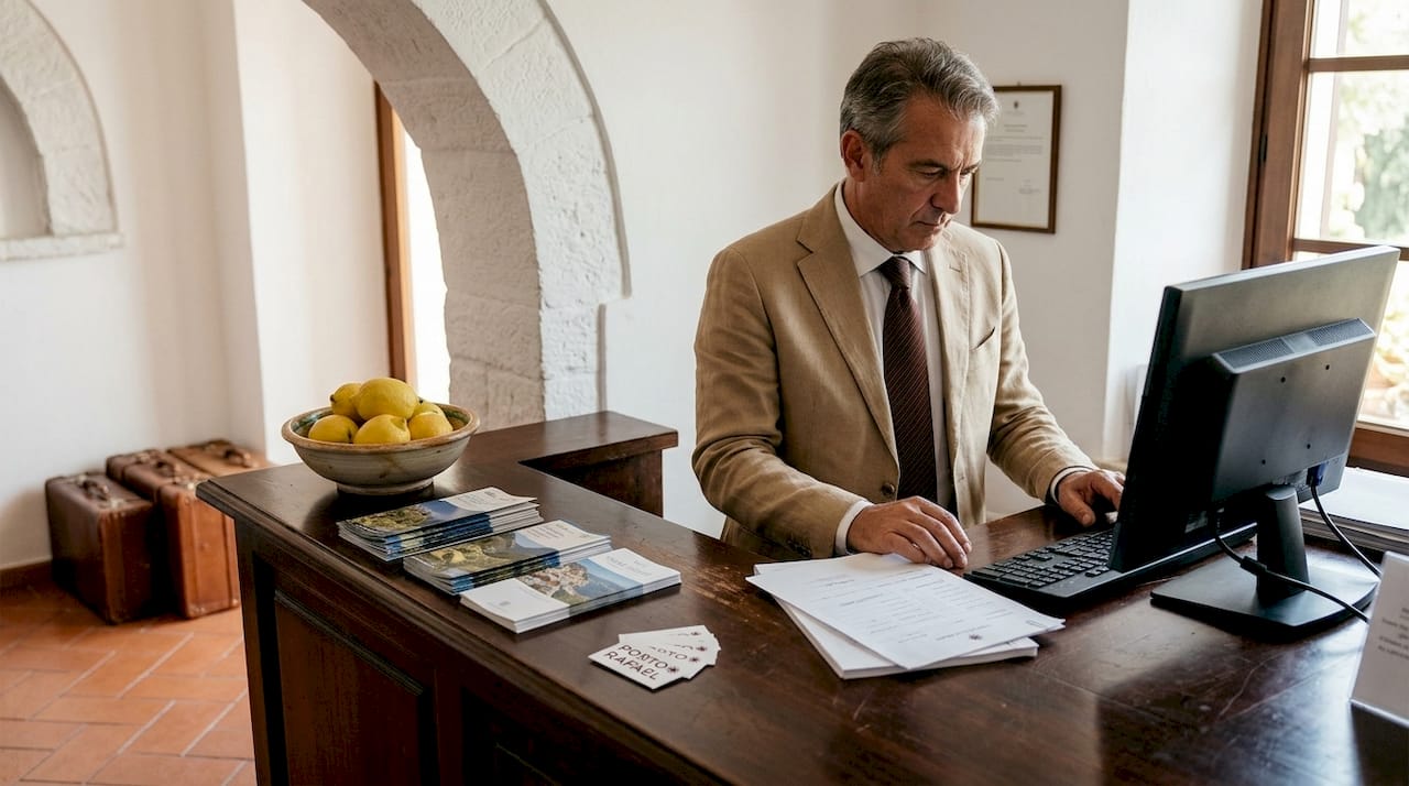 Hotel La Piazza lobby with concierge