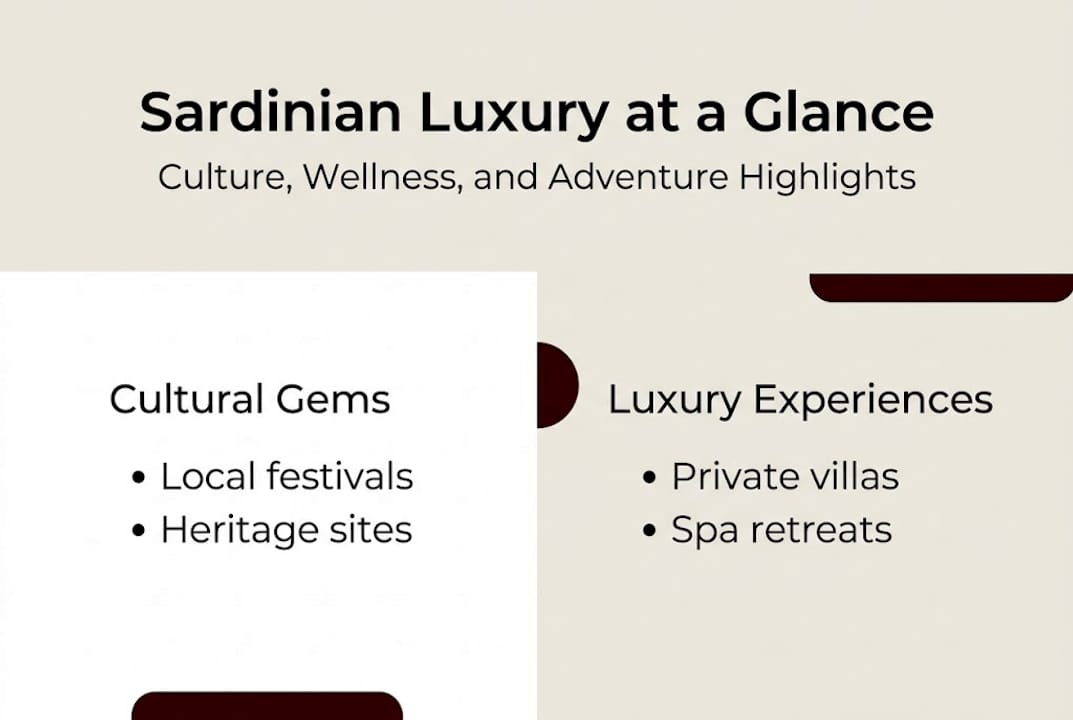 Infographic on Sardinia luxury and culture highlights