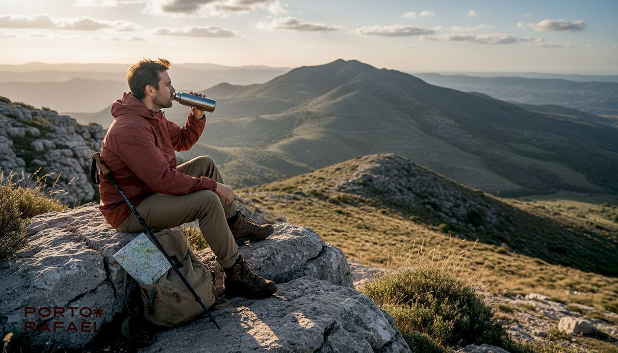 Hiker pausing in Gennargentu mountain massif