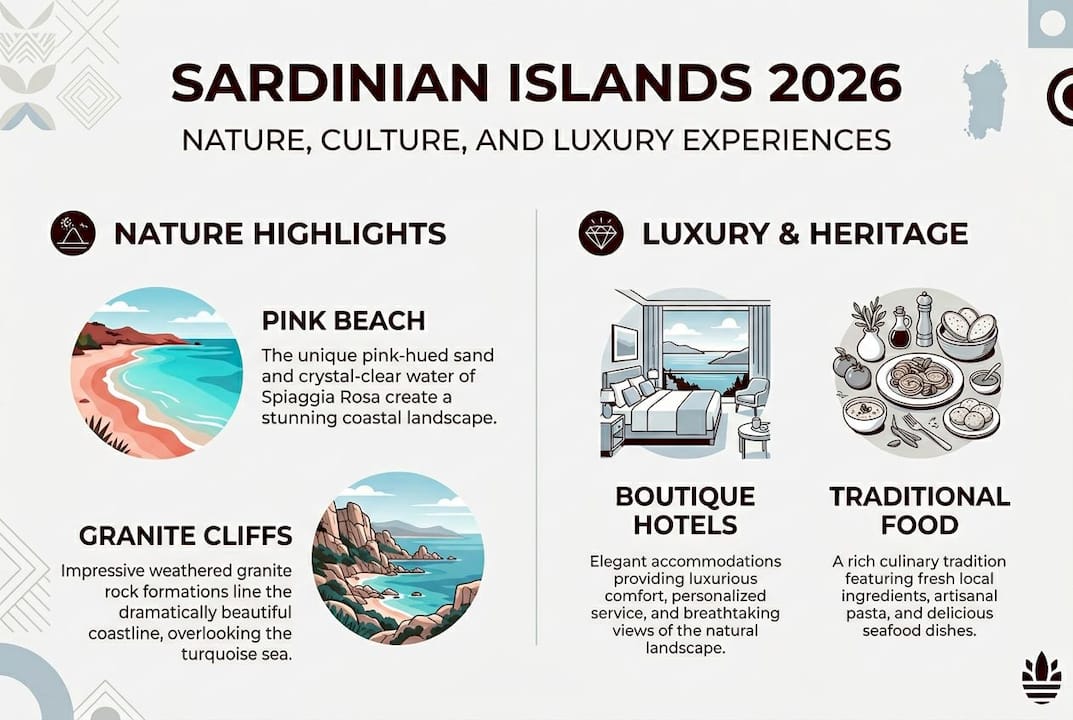 Infographic highlighting Sardinian islands experiences