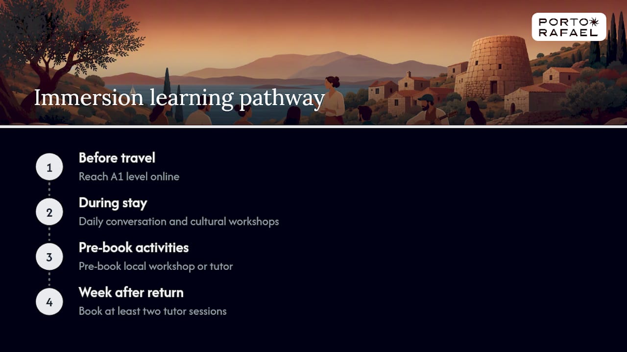 Why immersion in Sardinia accelerates your language learning — overview diagram