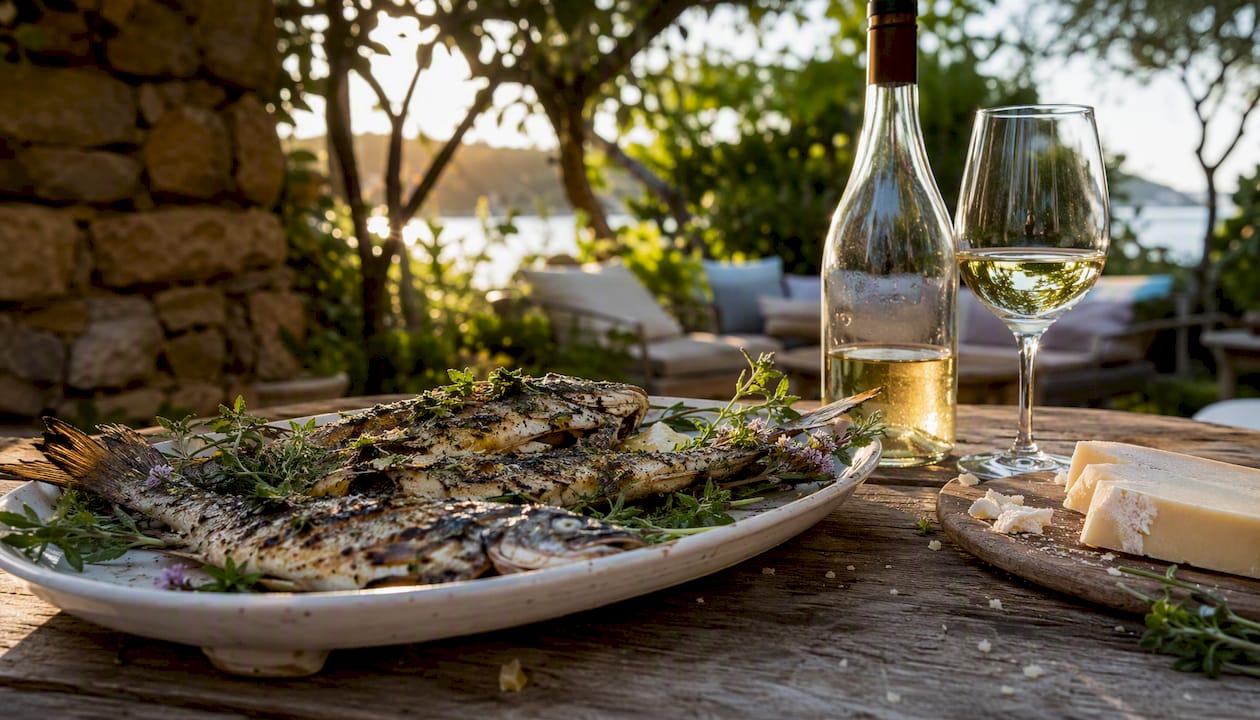 Gallura local seafood and cheese platter