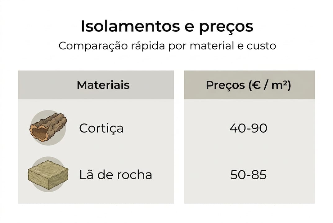 Descubra, num só olhar, as diferenças de preço e características dos principais materiais de isolamento.