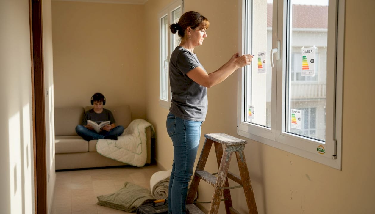 Janela de vidro duplo renovada numa casa de família