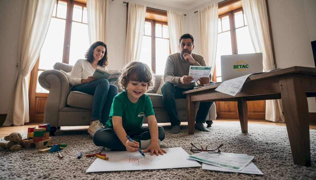 Família a aproveitar o conforto de uma sala bem isolada termicamente