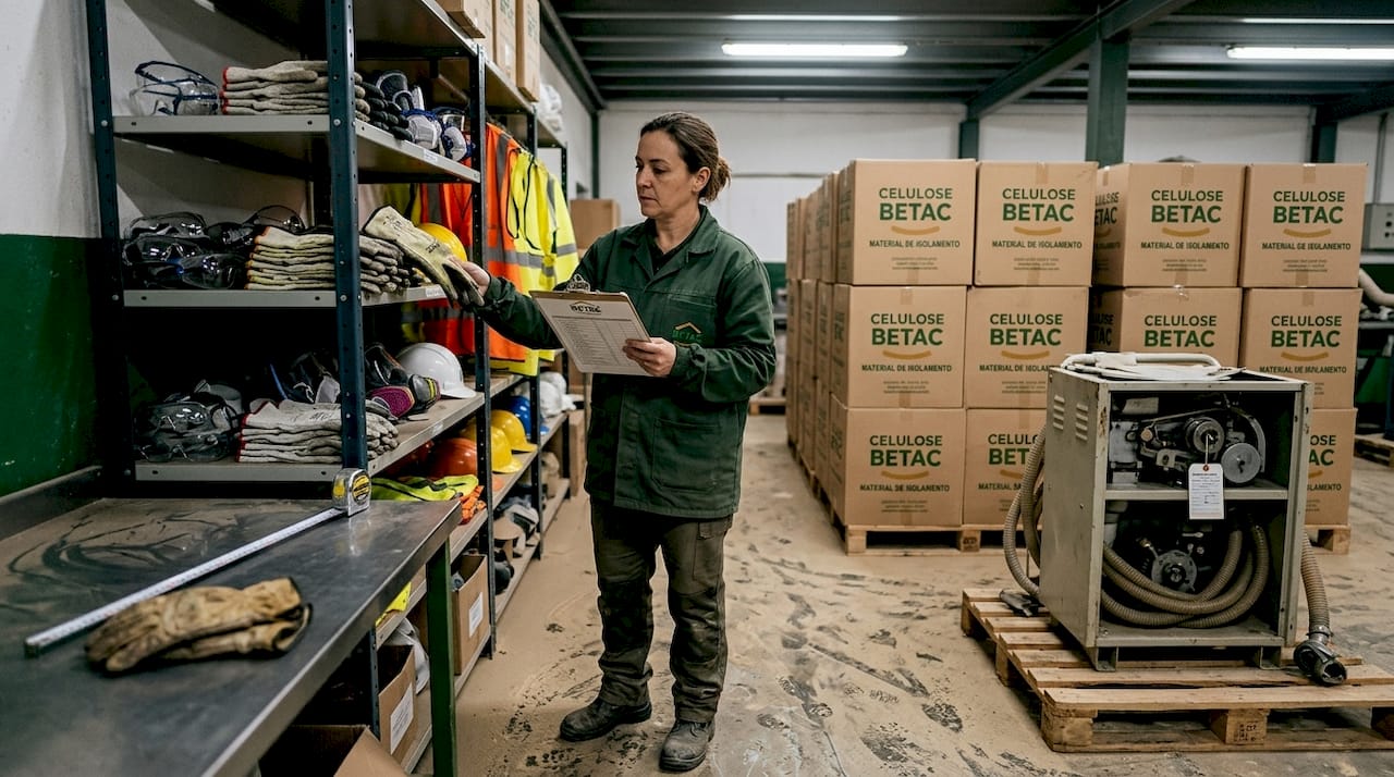 O responsável verifica os equipamentos para garantir que o processo decorre de forma segura.