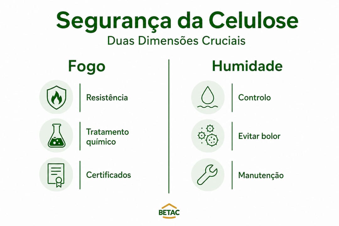 Infográfico sobre os dois principais aspetos da segurança na produção de celulose