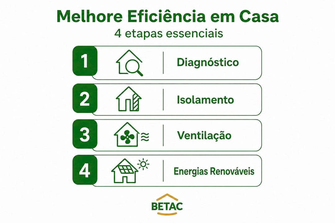 Infografia vertical: quatro passos para uma maior eficiência energética