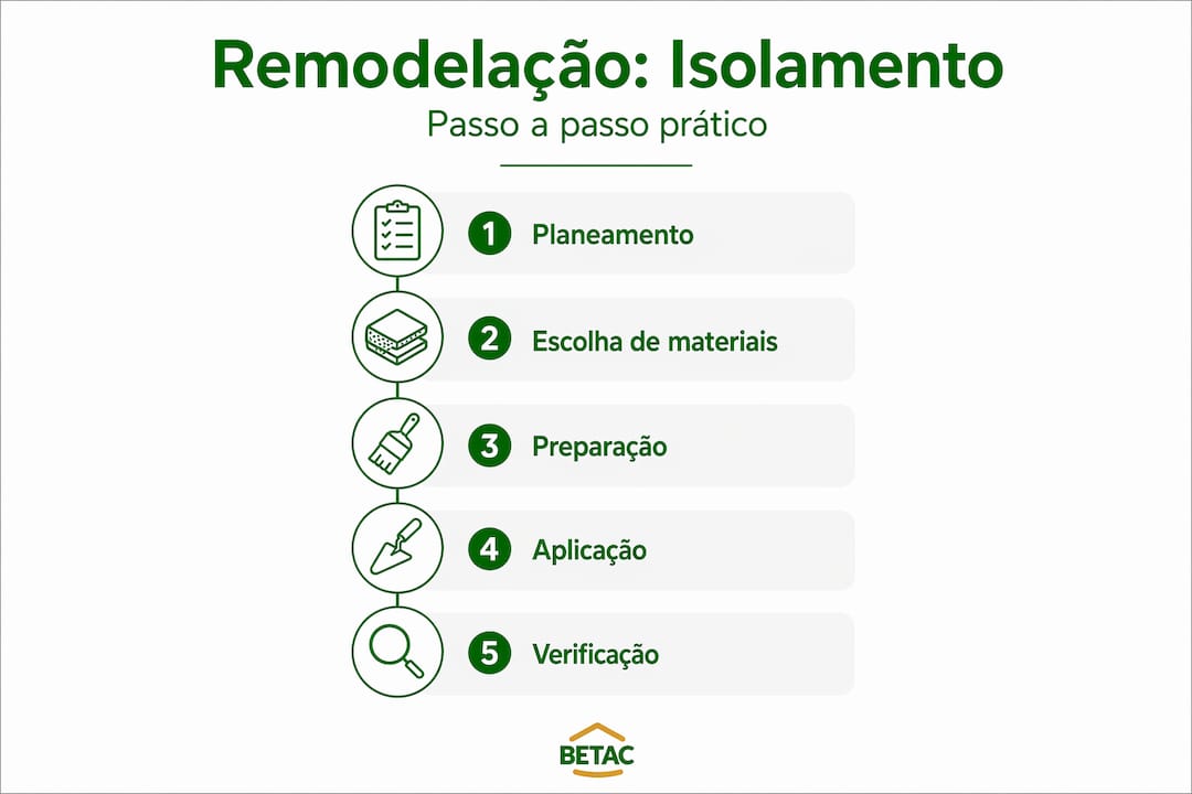 Infográfico com as principais etapas para renovar a isolamento da sua casa