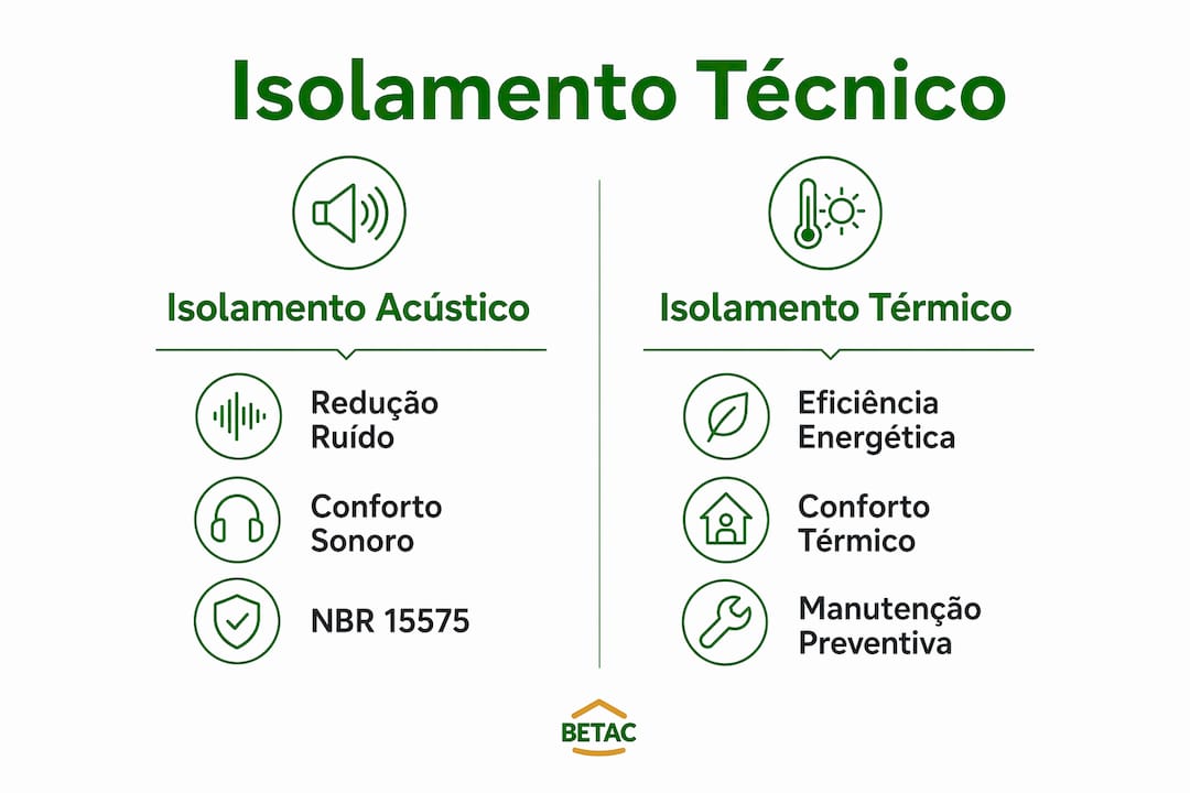 Infográfico a destacar as principais diferenças entre isolamento acústico e isolamento térmico