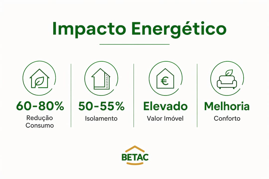 Infografia que mostra os efeitos da melhoria do isolamento térmico