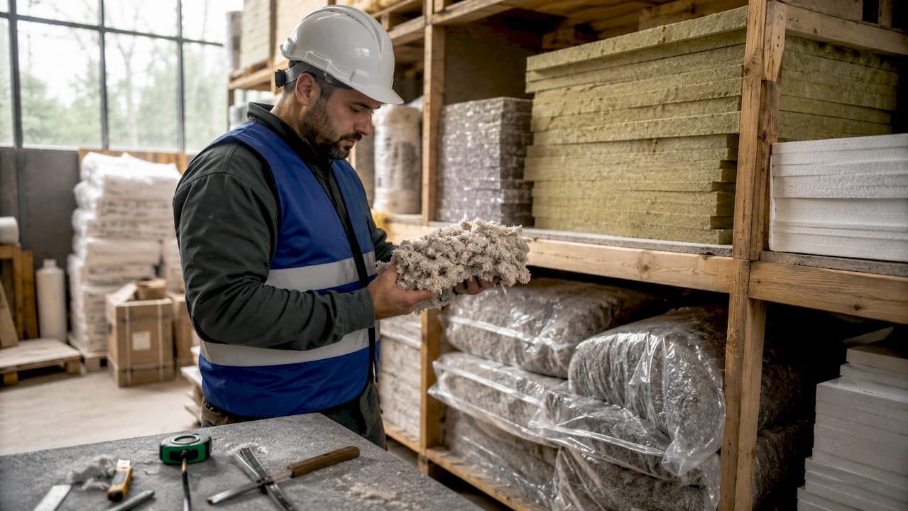 Profissional a trabalhar com materiais de isolamento