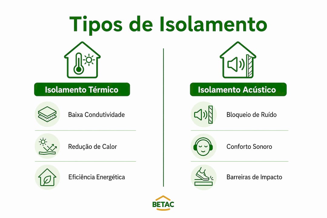 Infográfico: comparação entre isolamento térmico e isolamento acústico