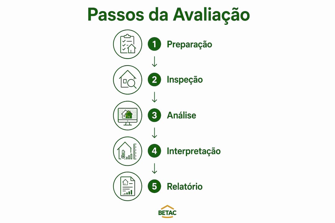 Infográfico com as etapas do processo de avaliação térmica
