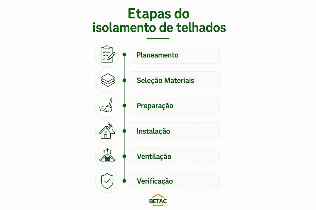 Infográfico mostrando etapas do isolamento de telhados