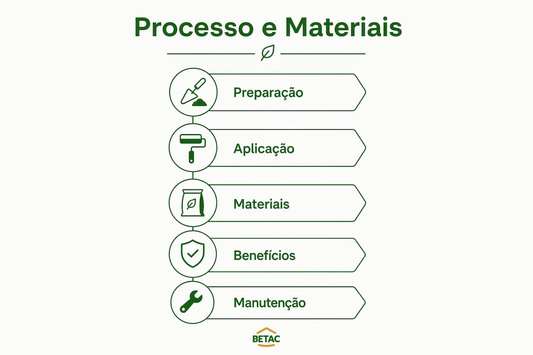 Infográfico que explica, passo a passo, como funciona o isolamento insuflado e quais os materiais utilizados neste processo.