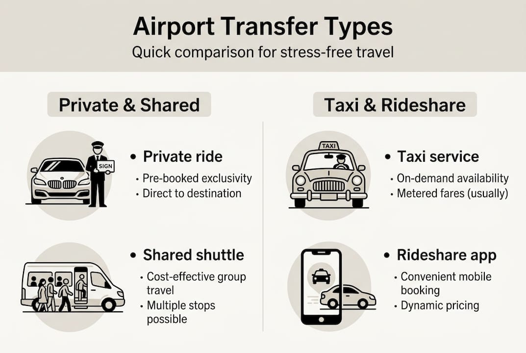 Infographic comparing airport transfer types