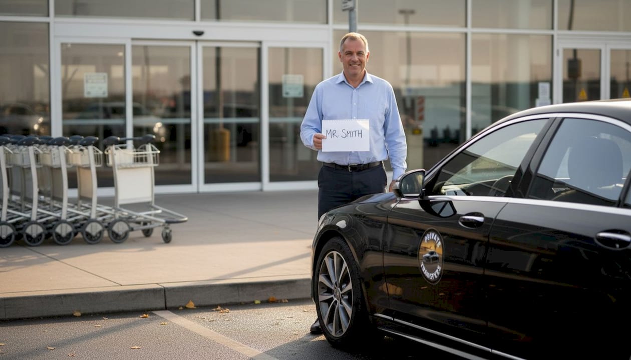 Driver waits at airport curb for passenger