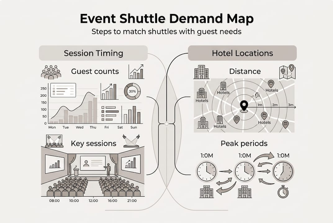 Infographic of event shuttle demand map process