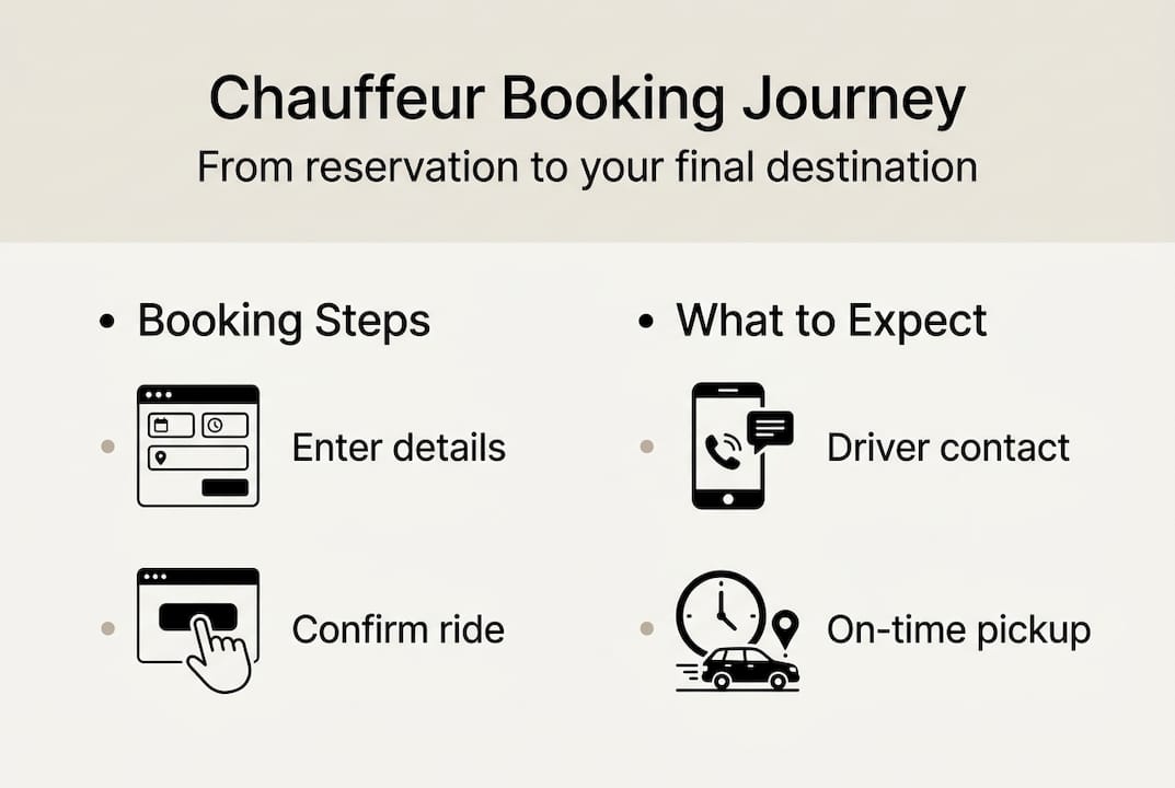 Infographic shows chauffeur booking steps and expectations