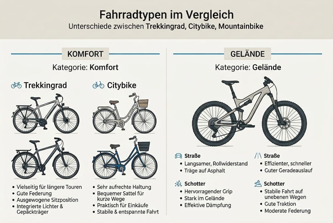 Infografik: Trekkingräder und Fahrradtypen im Vergleich – ein Überblick