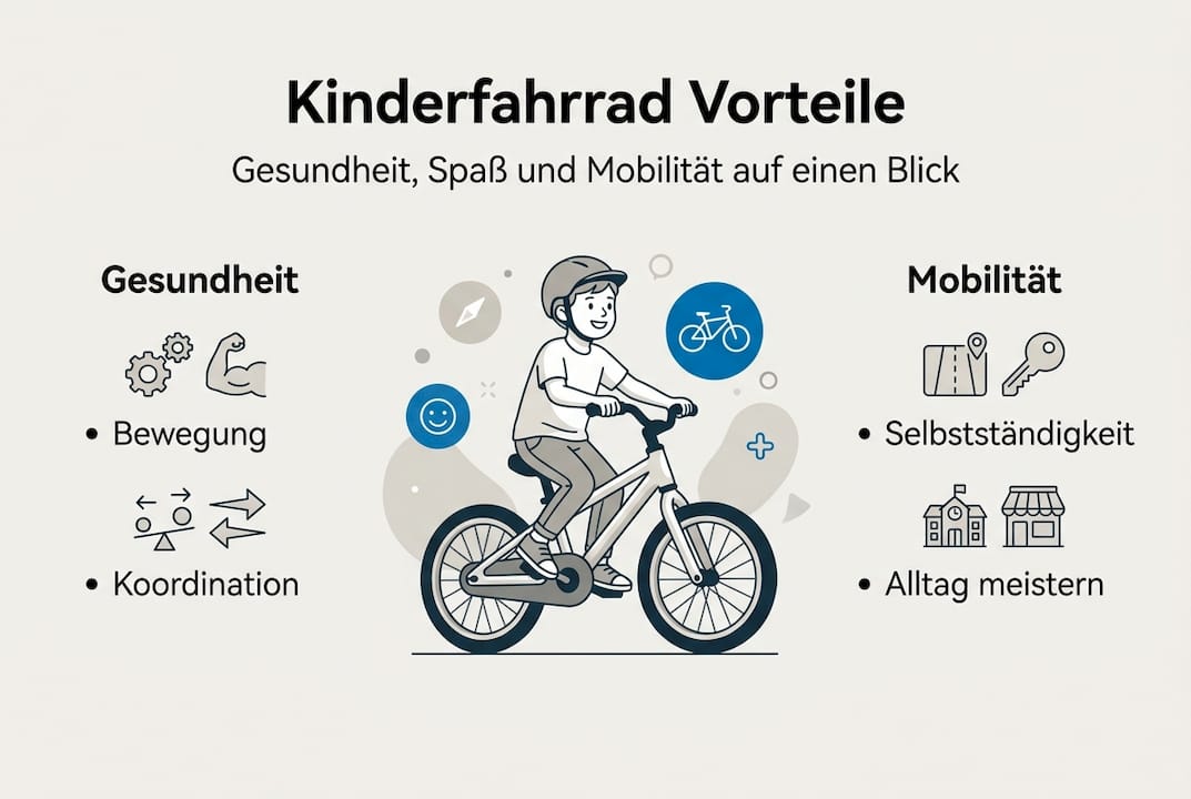 Mit dieser Infografik erfahren Sie auf einen Blick, warum Kinderfahrräder so viele Vorteile bieten.