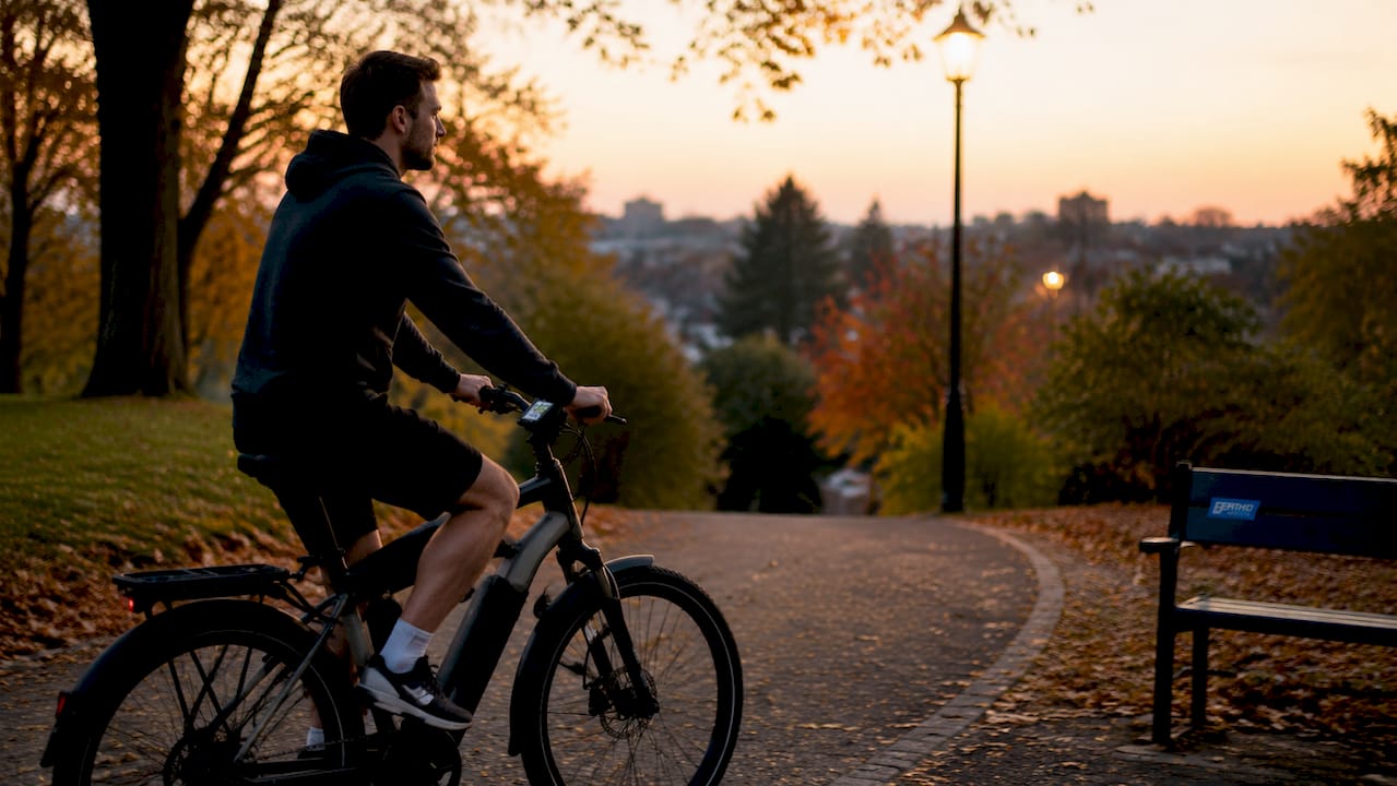 Stadtradler unterwegs – alle wichtigen Infos im Blick dank monochromem LCD-Display am E-Bike.