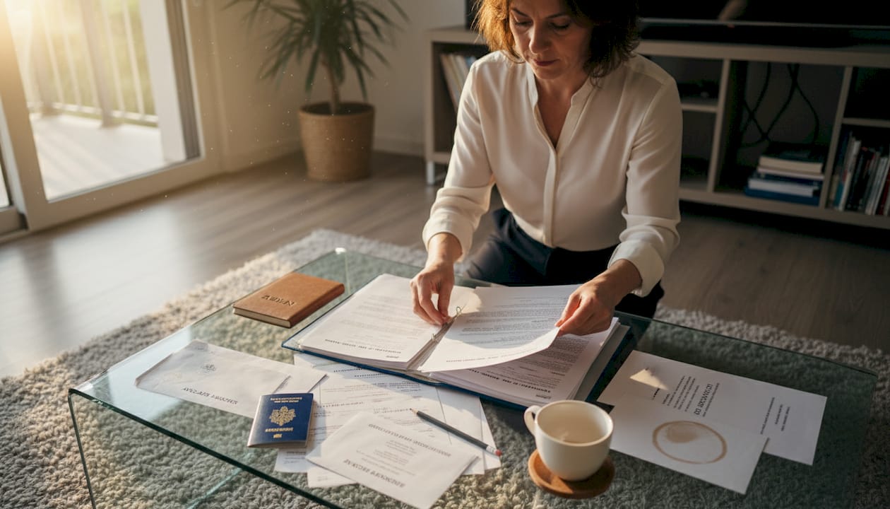Une femme en pleine gestion des démarches administratives liées à une succession internationale