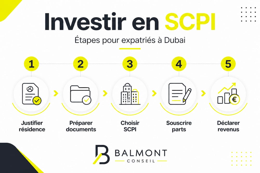 Infographie : le parcours d’investissement en SCPI pour les expatriés à Dubaï