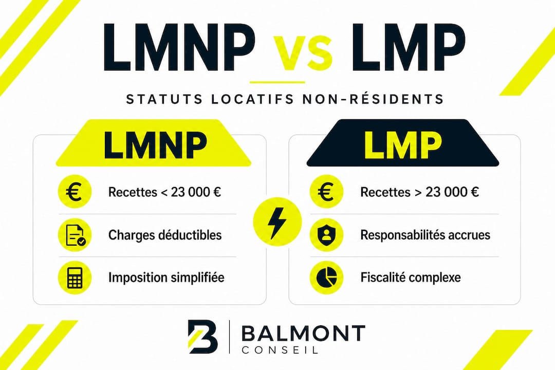 Infographie : comparaison entre le statut LMNP et LMP pour les expatriés