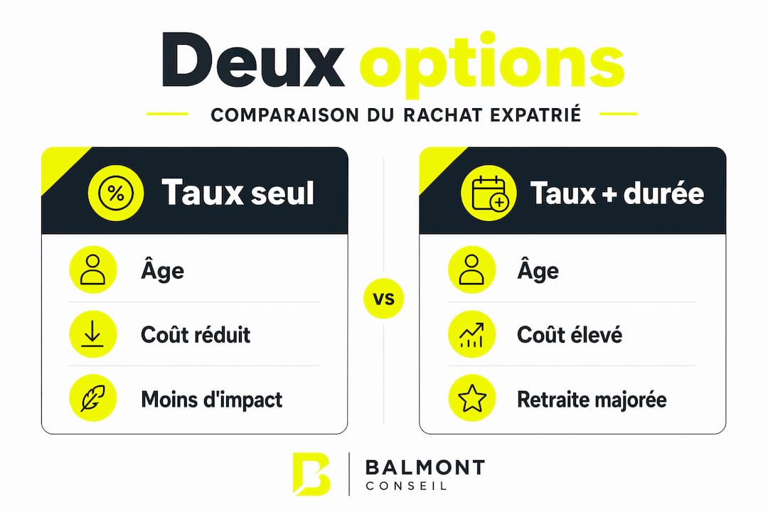 Visuel explicatif : les deux solutions pour racheter des trimestres passées au crible