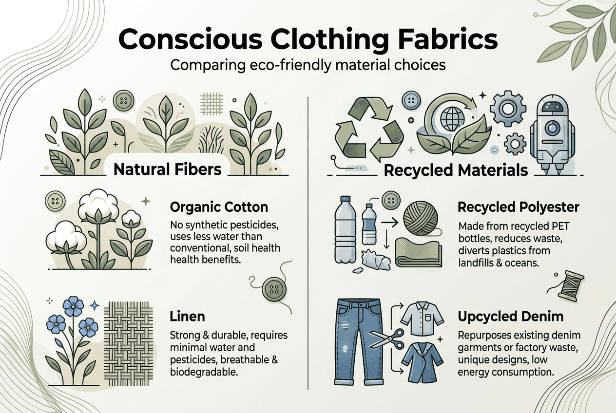 Infographic comparing eco-friendly clothing materials