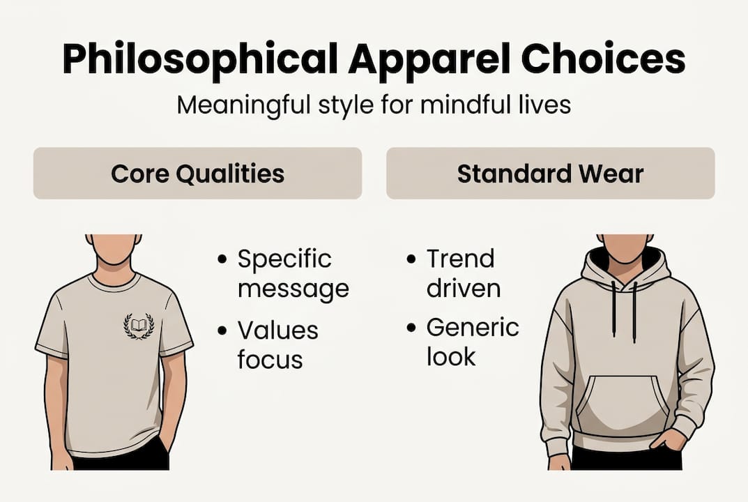 Infographic contrasting philosophical and standard fashion